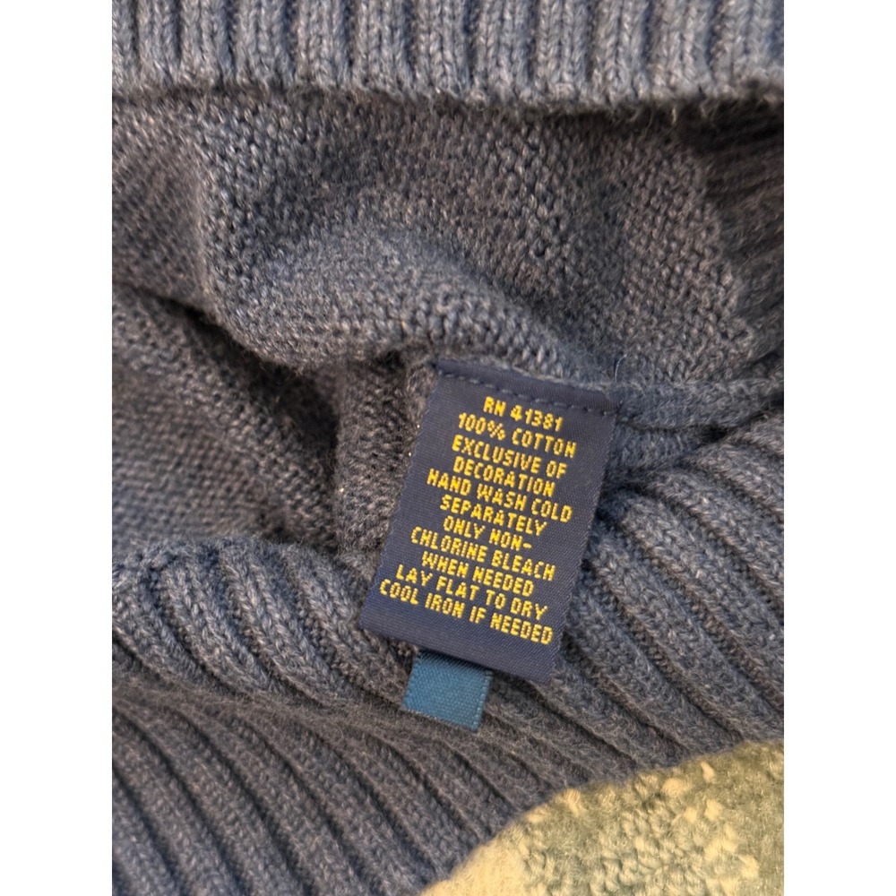 Polo Ralph Lauren Mens XL Blue Heather 3-Button Mock Neck Pony Logo Sweater - Picture 9 of 9